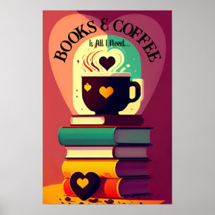 Poster Livres Et Café