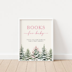 Poster Livres hivernaux en bois pour bébé