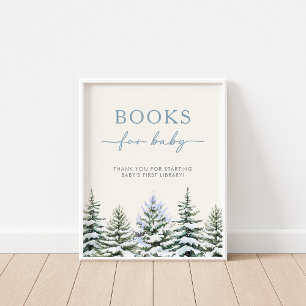 Poster Livres hivernaux en bois pour bébé