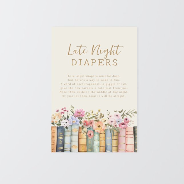 Poster Livres Late Night Diapos (Floral Books Late Night Diapers Poster by Painted Paperie
)