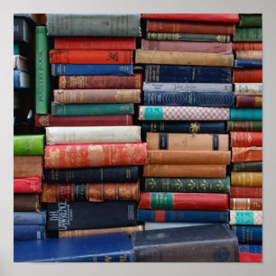 Poster Livres Lire l'amour vieux livres