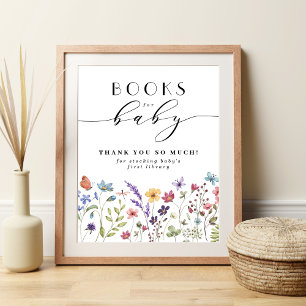 Poster Livres pour baby shower de ressort fleur sauvage b