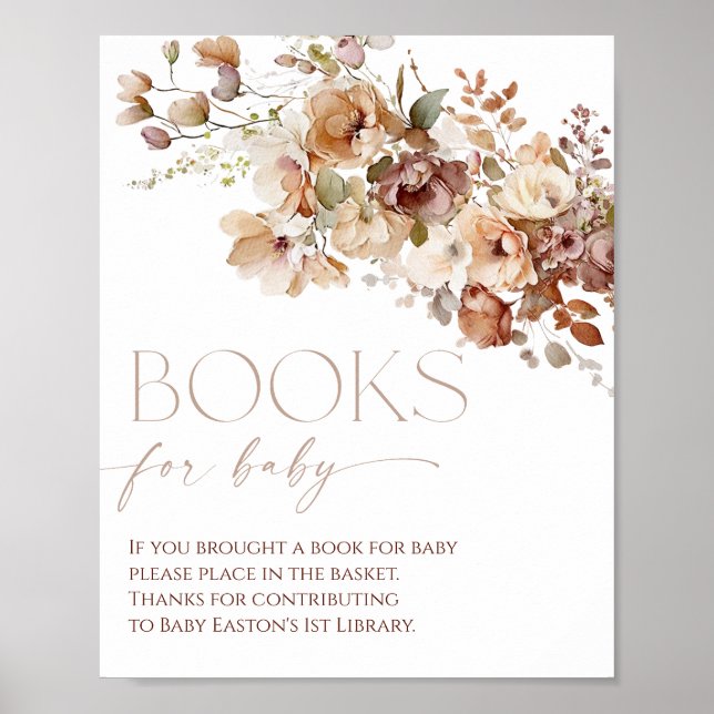 Poster Livres pour bébé boho automne automne rustique flo (Devant)