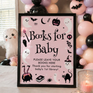 Poster Livres pour bébé fille pour Baby Shower Halloween