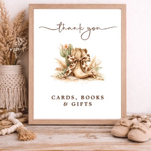 Poster Livres pour bébé pour Baby Shower Cowboy Western