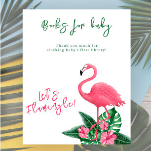 Poster Livres pour bébé shower bébé flamant rose