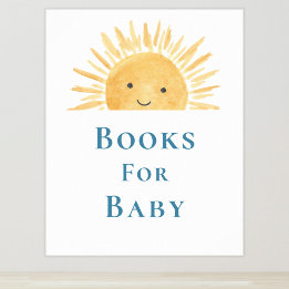 Poster Livres Pour Bébé Signe Baby shower Soleil-Thème