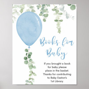 Poster Livres pour bébé signe bleu ballons verdure