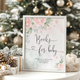 Poster Livres pour bébé signe. Livres roses d'hiver pour 