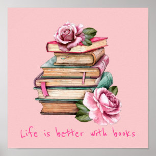 Poster Livres slogan de classe ou de bibliothèque poste d