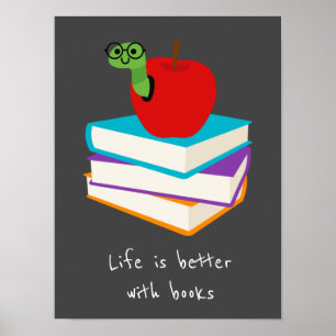 Poster Livres slogan salle de classe ou salle d'enfant de