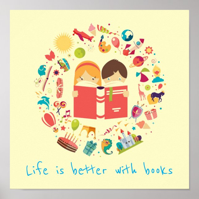 Poster Livres slogan salle de classe ou salle d'enfant de (Devant)