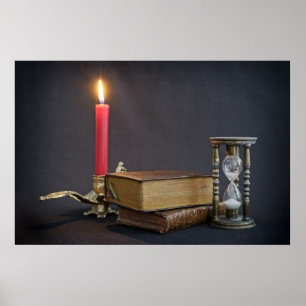 Poster Livres vintages et sablier