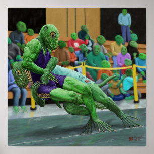 Poster Lizard Warrior Lutte Sport Art Imaginaire Imprimer
