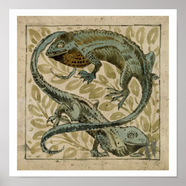Poster Lizards, conception pour un carrelage (avec papier (Devant)