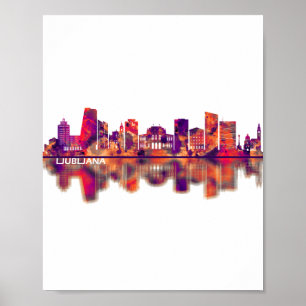 Poster Ljubljana Slovénie Skyline