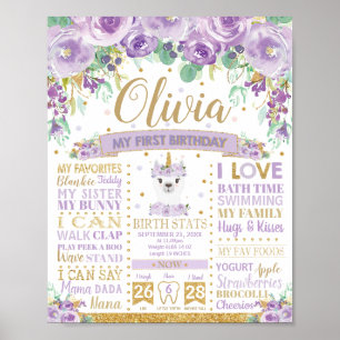 Poster Llama 1er anniversaire Jalon Statistiques de naiss