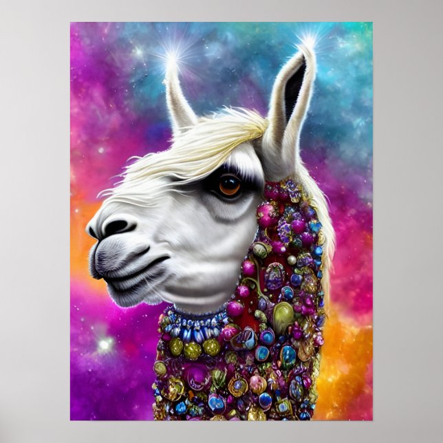 Poster Llama à bijoux colorés (Devant)