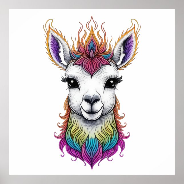 Poster Llama à flamme (Devant)