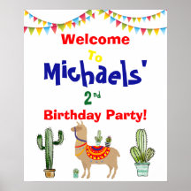 llama Cactus signe d'anniversaire de bienvenue Imp