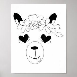 Poster Llama Face Halloween Costume Wreath St. Valentine’