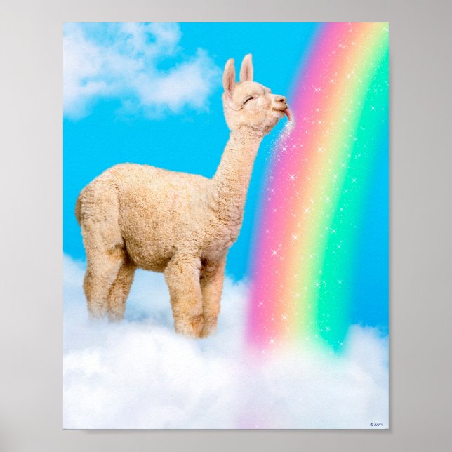 Poster Llama Licking Rainbow (Devant)