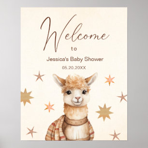 Poster Llama Mama Retro Baby shower Vintage Bienvenue