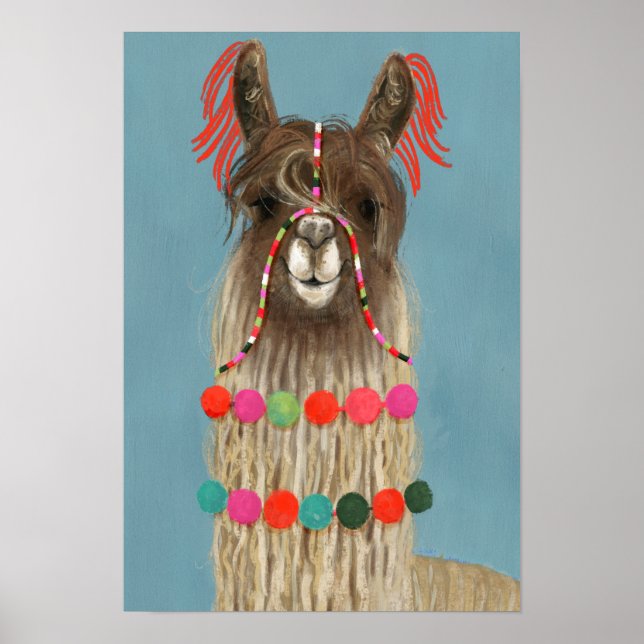Poster Llama ornée - Brown (Devant)