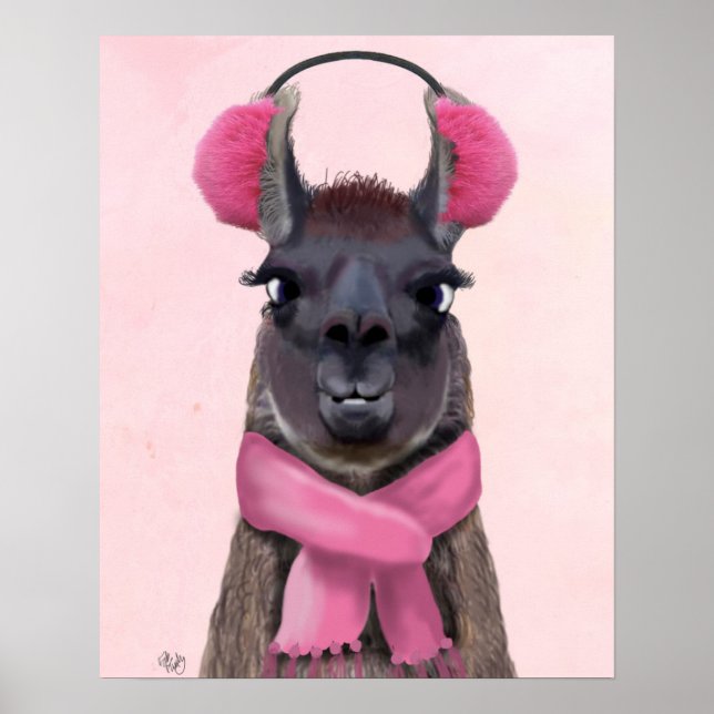 Poster Llama rose (Devant)