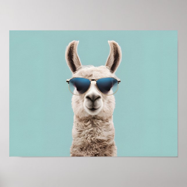 Poster Llama surréaliste avec lunettes de soleil sur Arri (Devant)