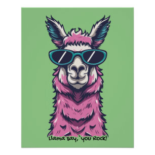 Poster Llama vous dit Rock   Pose ironique dans les lunet