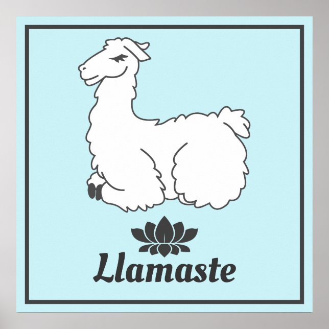 Poster Llamaste White Llama & Lotus (Devant)