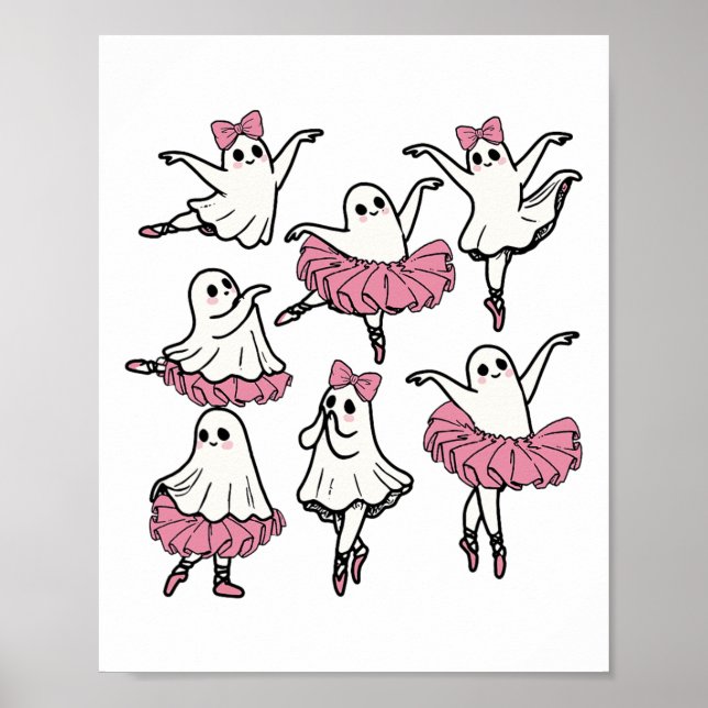 Poster Llet Ghost Dancer Cute Boo Danser Halloween (Devant)