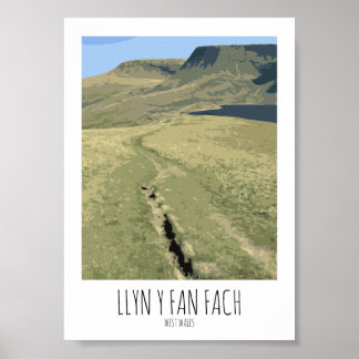 Poster Llyn Y Fan Fach - Style d'affiche ferroviaire Impr
