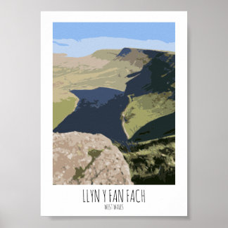 Poster Llyn Y Fan Fach - Style d'affiche ferroviaire Impr