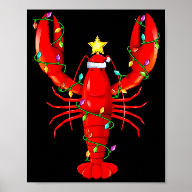 Poster Lobster Lighting Xmas Tree Matching Lobster Christ (Devant)