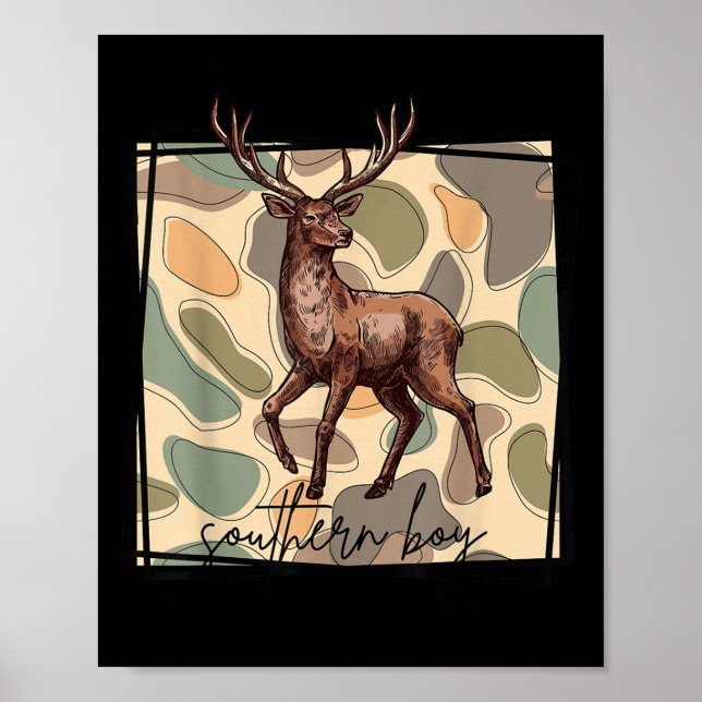Poster Local Southern Boy Deer Hunting Camo Outdoor Vinta (Devant)