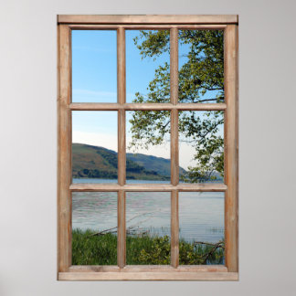 Poster Loch en Ecosse à partir d'une fenêtre