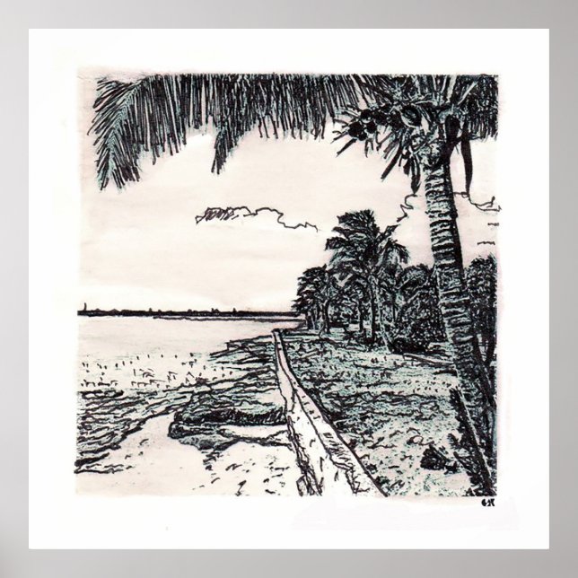 Poster Lochabar Beach, Long Island, Bahamas (Devant)