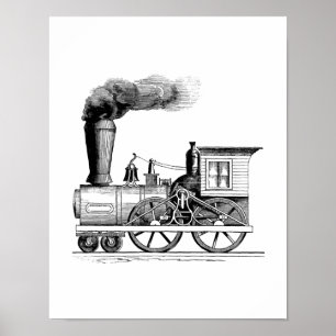 Poster Locomotive à vapeur ancienne