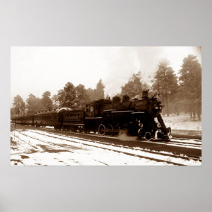 Poster Locomotive de train de chemin de fer dans la scène