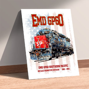 Poster Locomotive diesel EMD GP60 et drapeau américain