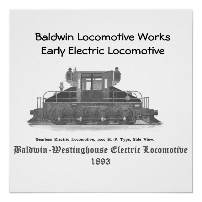 Poster Locomotive électrique Baldwin Westinghouse 1893 (Devant)