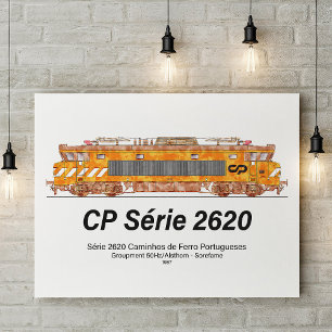 Poster Locomotive électrique CP Série 2620. Loco Nez-Cass