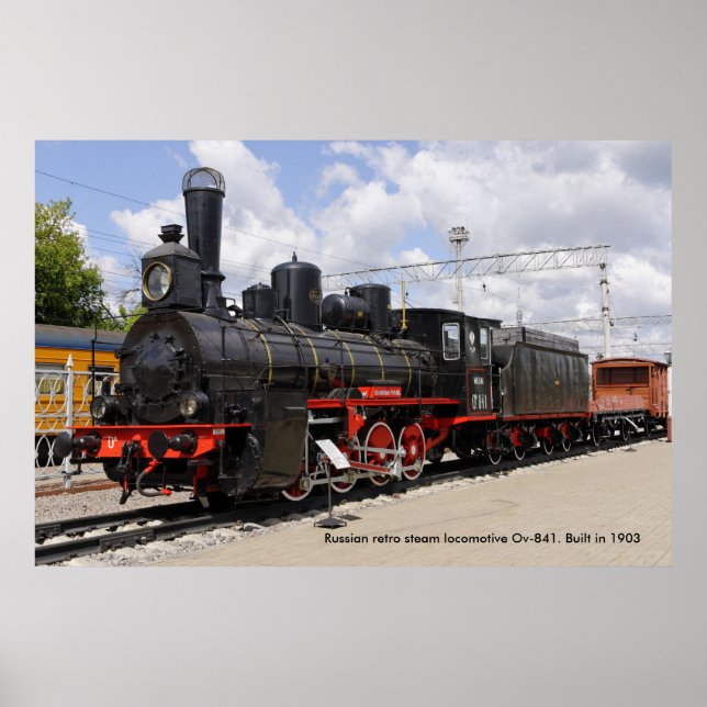 Poster Locomotive, locomotive à vapeur rétro russe Ov-8.. (Devant)