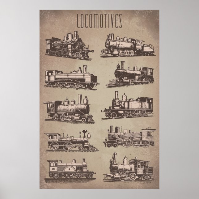 Poster Locomotives | Rail | Train | Papier Vintage (Devant)