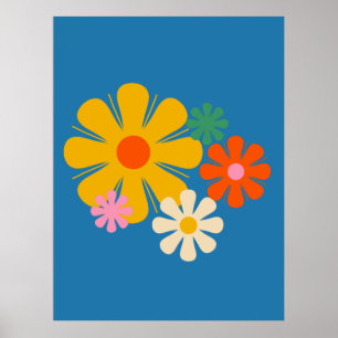 Poster Locus de fleurs Reto 60s les années 70 Floral sur