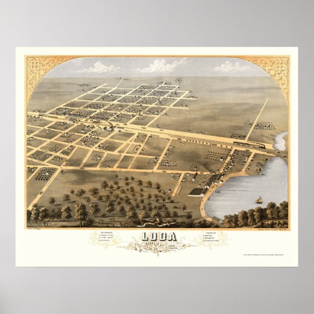 Poster Loda, IL Carte panoramique - 1869 (Devant)
