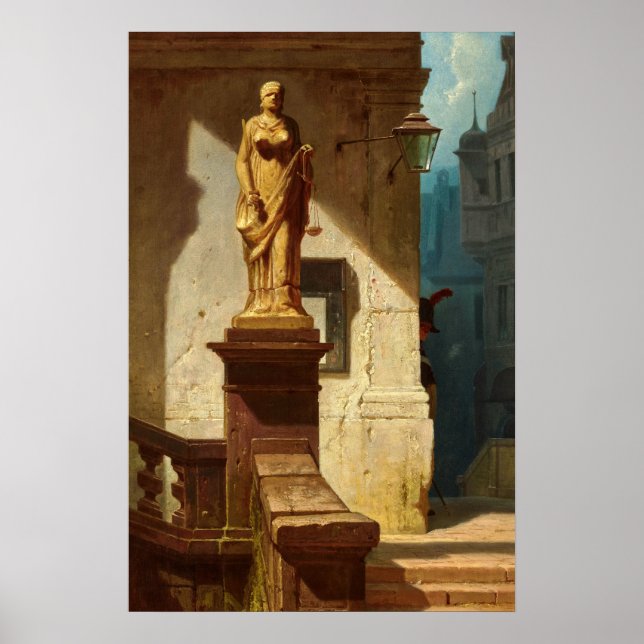 Poster L'oeil de la loi, Justice par Carl Spitzweg (Devant)