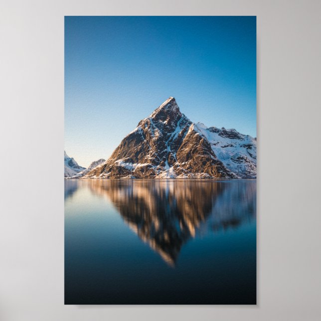 Poster Lofoten Norway Mountain Paysage Photo (Devant)
